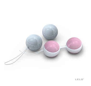 Náhled produktu Venušiny kuličky v menší verzi Lelo Luna Beads Mini, růžová a šedomodrá