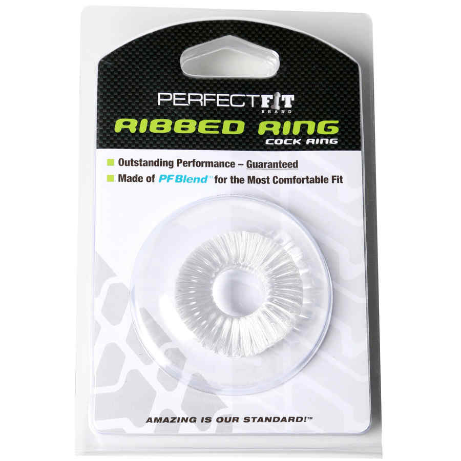 Náhled produktu Vroubkovaný erekční kroužek Perfect Fit Ribbed Ring, čirá