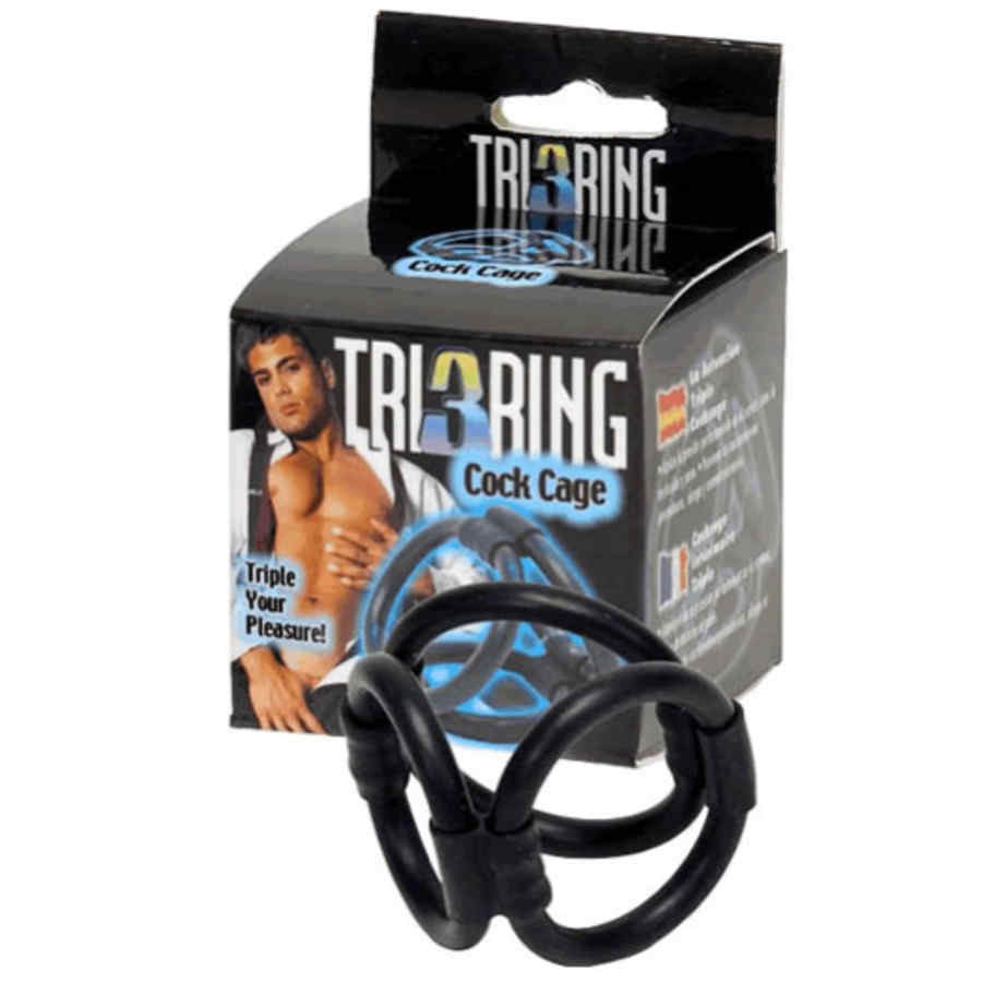 Hlavní náhled produktu Tri Ring Cock Cage - trojitý erekční kroužek