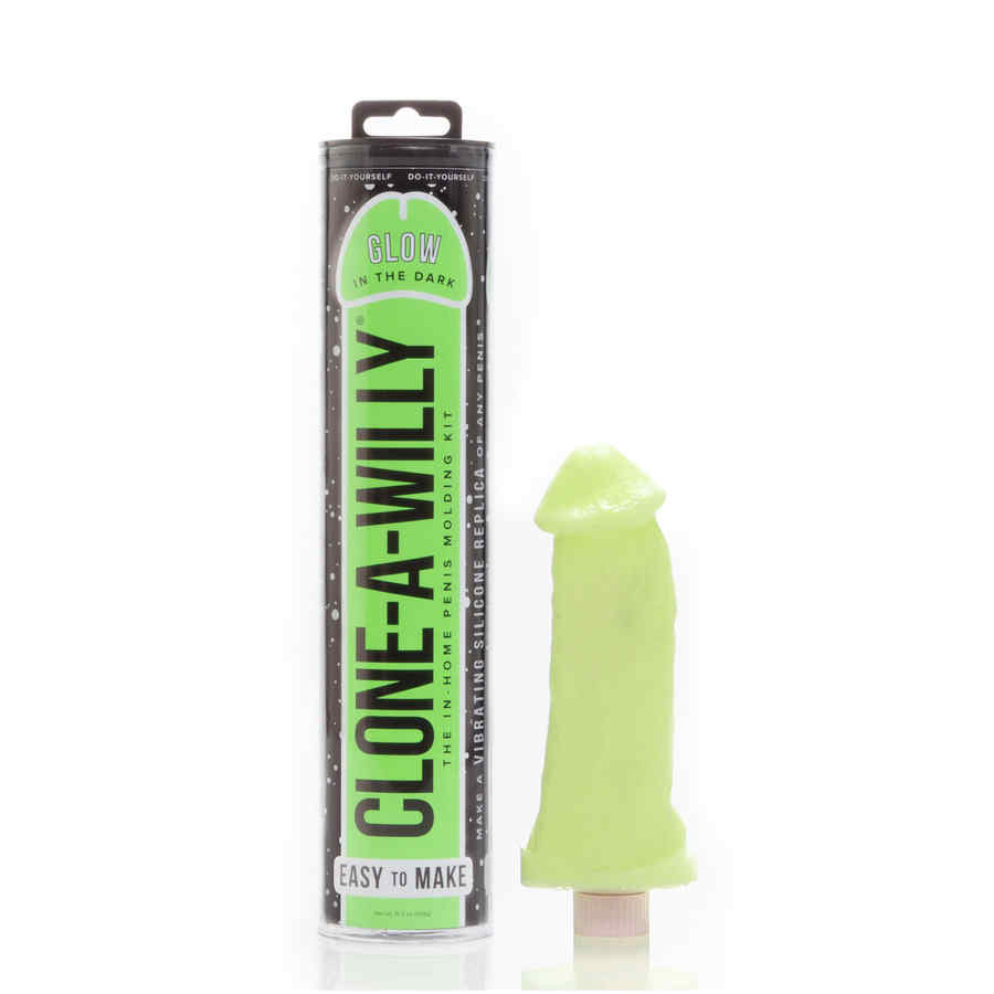 Hlavní náhled produktu Clone A Willy - Kit Glow-in-the-Dark Green - set na kopii penisu s možností vibrací, zelená fosforeskující ve tmě