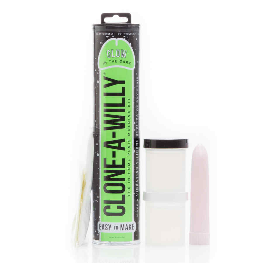 Náhled produktu Sada na odlití penisu s vibrátorem Clone A Willy Kit Glow-in-the-Dark Green, zelená fosforeskující ve tmě