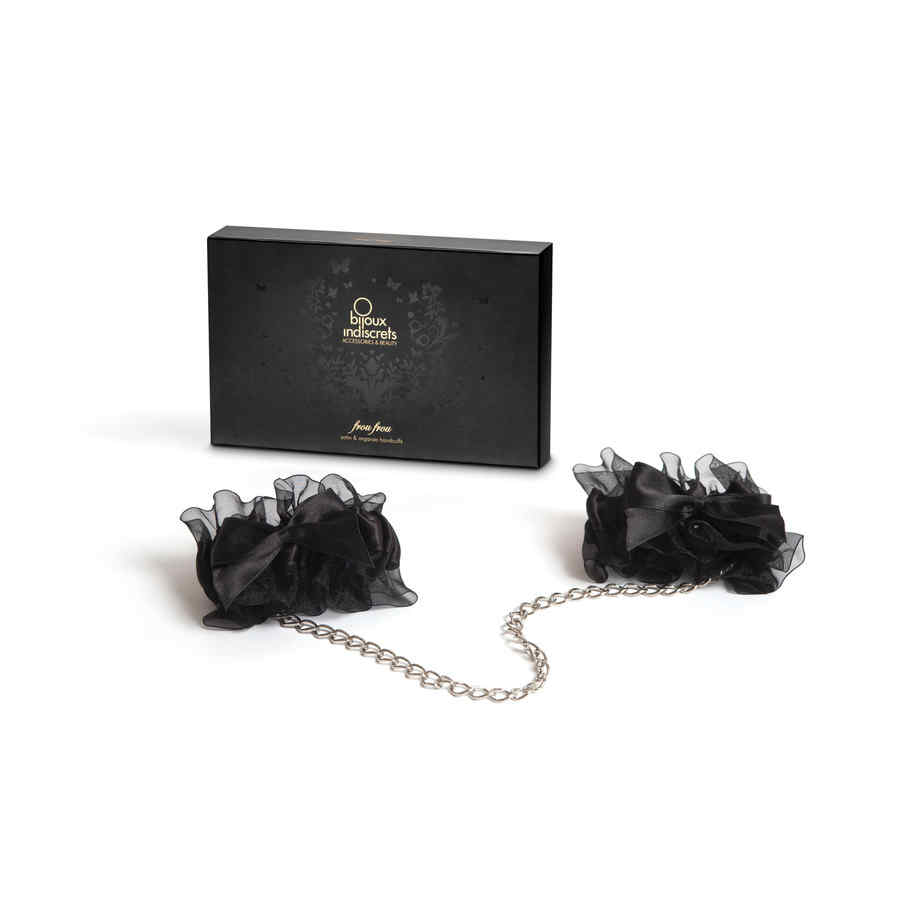 Hlavní náhled produktu Bijoux Indiscrets - Frou Frou Organza Handcuffs - pouta z organzy a černé saténové stuhy