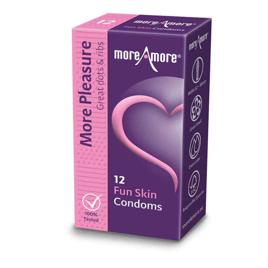 Náhled produktu Kondomy s vroubkováním a výčnělky MoreAmore Fun Skin, 12 ks
