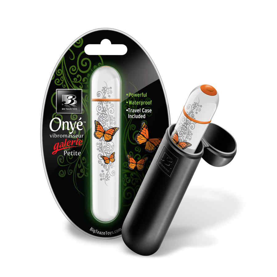Náhled produktu Mini vibrátor B3 Onye Galerie Petite, bílý s motýly, s cestovním pouzdrem