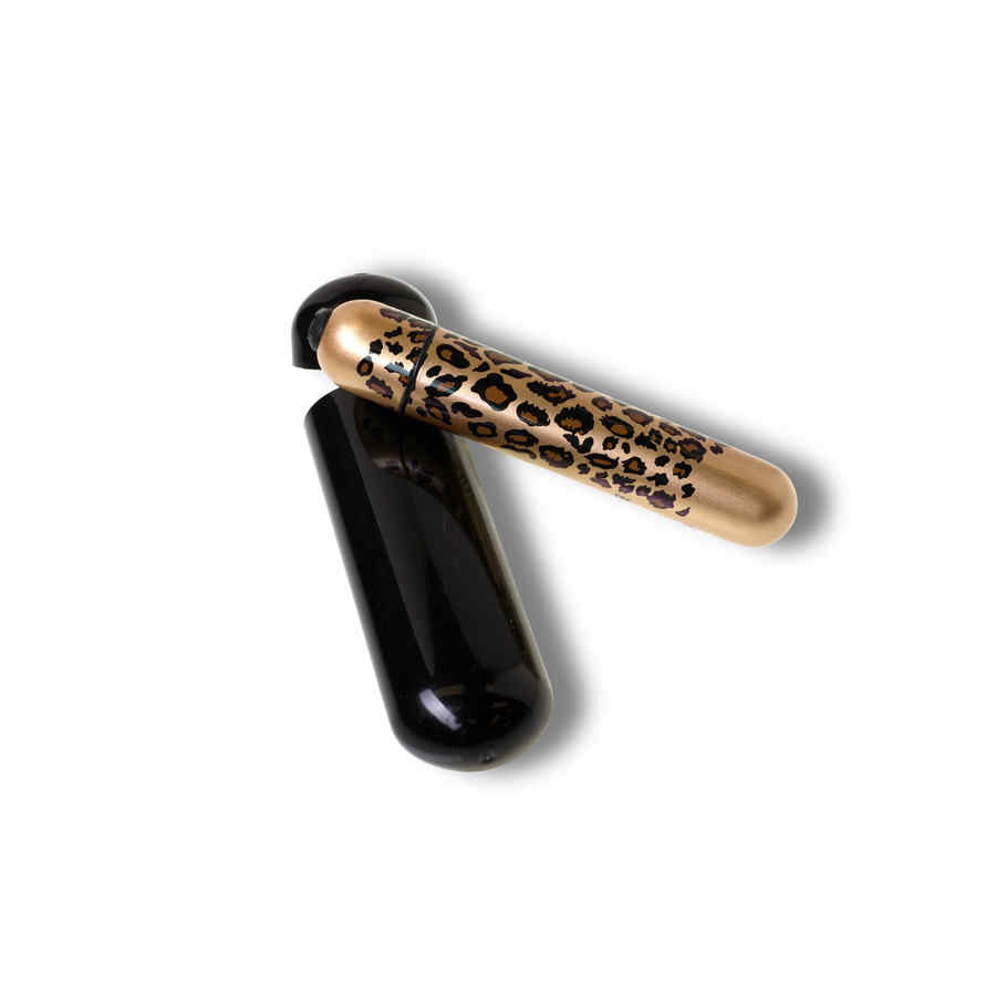 Náhled produktu Mini vibrátor B3 Onye Kenya Petite, zlatý s leopardím vzorem, s cestovním pouzdrem