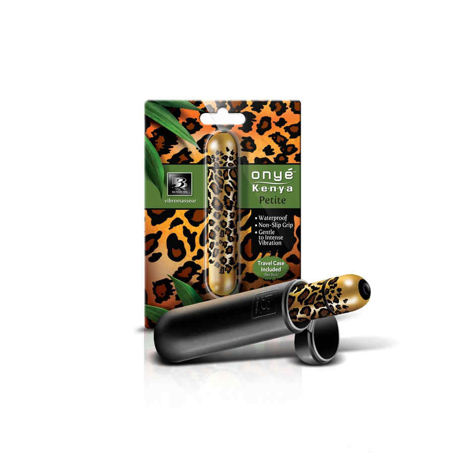Náhled produktu Mini vibrátor B3 Onye Kenya Petite, zlatý s leopardím vzorem, s cestovním pouzdrem