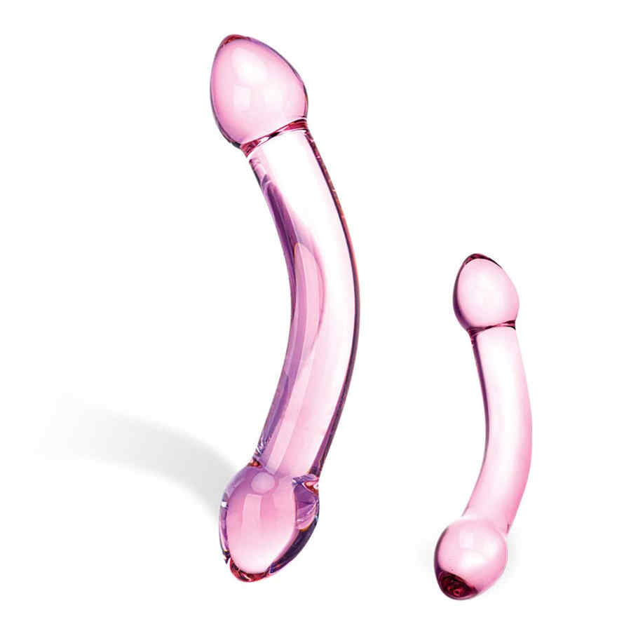 Hlavní náhled produktu Glas - Double Trouble Purple Glass Dildo - oboustranné dildo ze skla, růžová