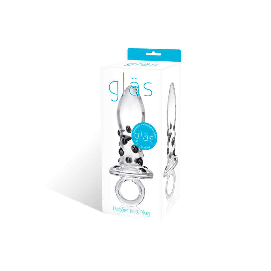 Náhled produktu Glas - Pacifier Glass Butt Plug - skleněný anální kolík s očkem pro lepší manipulaci