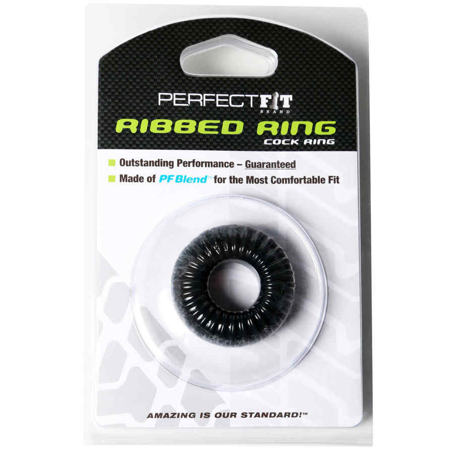 Náhled produktu Vroubkovaný erekční kroužek Perfect Fit Ribbed Ring, černá