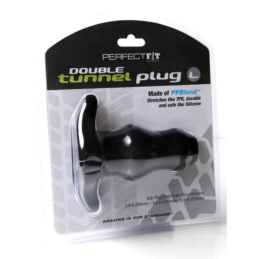 Náhled produktu Anální tunelový kolík Perfect Fit Double Tunnel Plug, vel. L, černý
