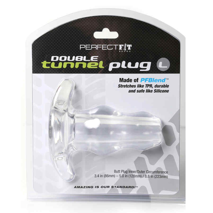 Náhled produktu Anální tunelový kolík Perfect Fit Double Tunnel Plug, vel. L, čirá