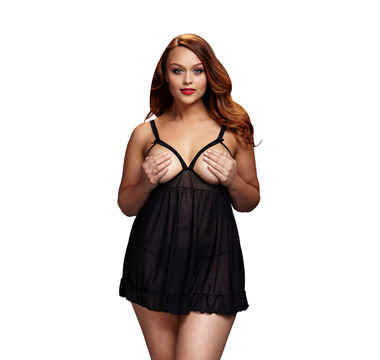 Náhled produktu Erotické šaty s odhalenými prsy Baci, Queen Size, černá