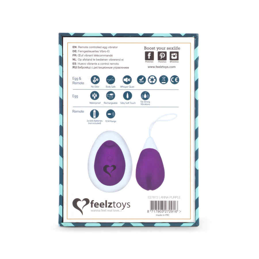 Náhled produktu Vibrační vajíčko s dálkovým ovládáním FeelzToys Anna, fialová
