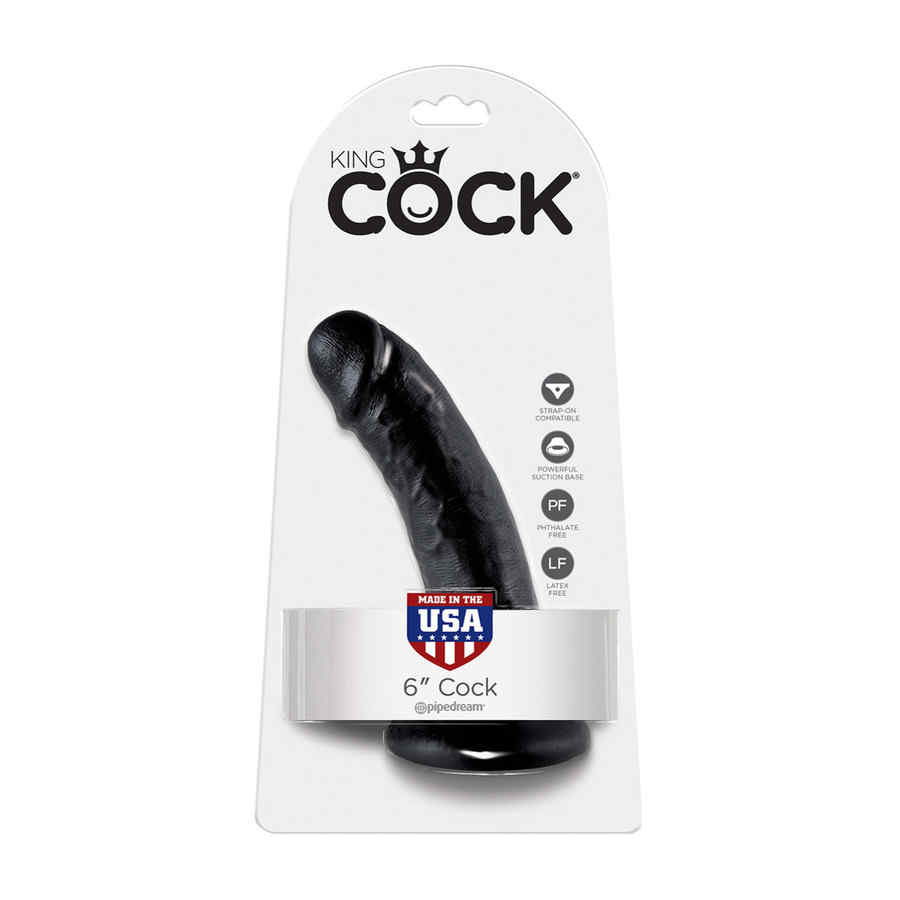 Náhled produktu King Cock - Cock 6 Inch Black - dildo vhodné pro připínání