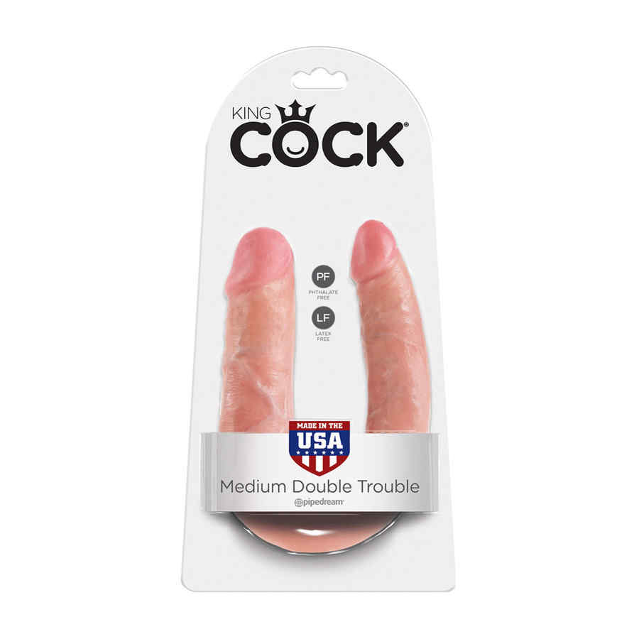 Náhled produktu Dvojité dildo King Cock U-Shaped Double Trouble Medium Flesh, tělová