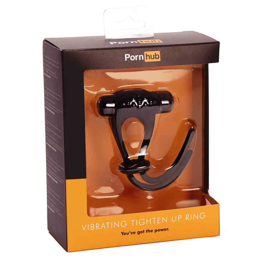Náhled produktu Pornhub - Vibrating Tighten Up Ring  - nastavitelný škrtící kroužek s vibracemi, černá