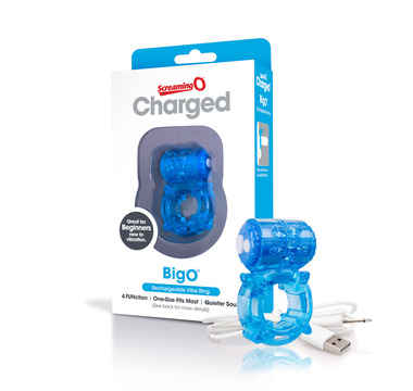 Náhled produktu The Screaming O - Charged Big O vibrační erekční kroužek, čirá modrá