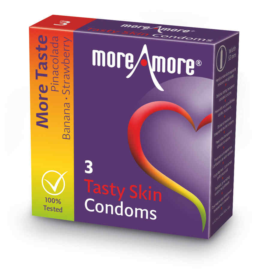 Náhled produktu Ochucené kondomy MoreAmore Tasty Skin, 3 ks
