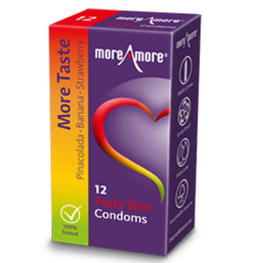 Náhled produktu Ochucené kondomy MoreAmore Tasty Skin 12 ks, 12 ks