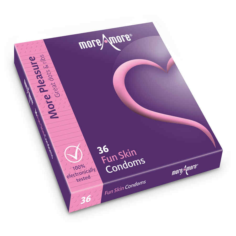 Náhled produktu Kondomy s vroubkováním a výčnělky MoreAmore Fun Skin, 36 ks