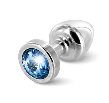 Náhled produktu Kovový anální kolík Diogol Anni anální šperk, stříbrný s modrým krystalem, 25 mm