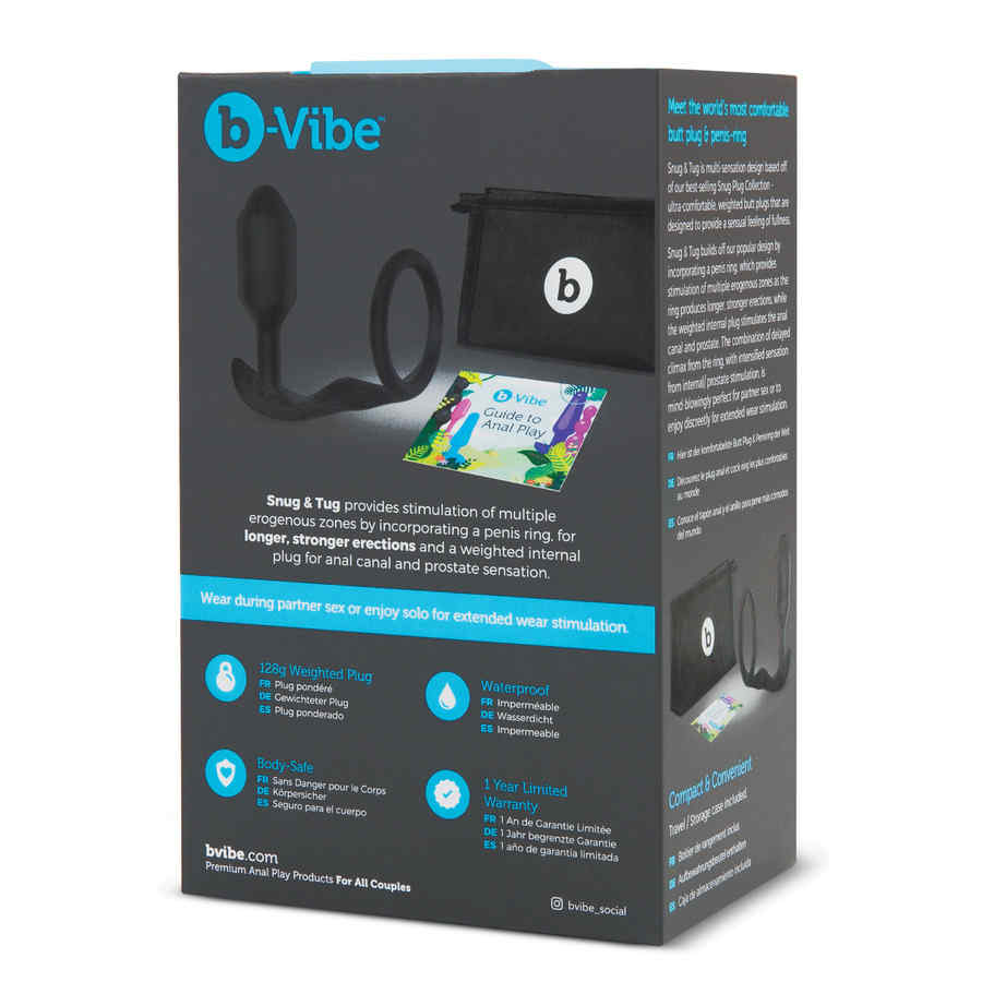 Náhled produktu Anální kolík s erekčním kroužkem B-Vibe Snug & Tug, černá