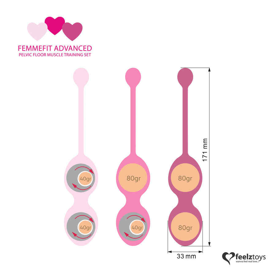 Náhled produktu Sada venušiných kuliček FeelzToys FemmeFit Advanced, 3 ks