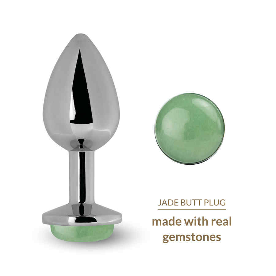 Náhled produktu Kovový anální kolík zdobený nefritem La Gemmes, zelená