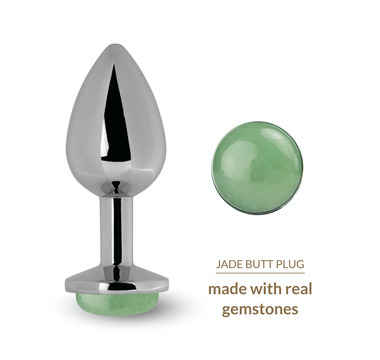 Náhled produktu Kovový anální kolík zdobený nefritem La Gemmes, zelená