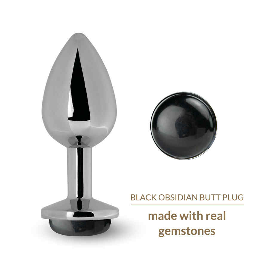 Náhled produktu Kovový anální kolík zdobený obsidiánem La Gemmes, černá