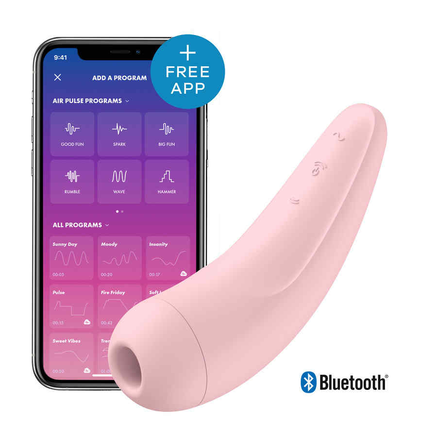 Náhled produktu Stimulátor klitorisu s mobilní aplikací Satisfyer Curvy 2+, růžová