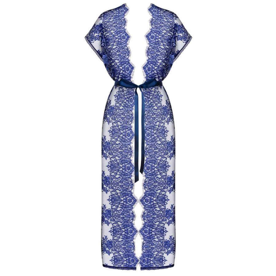 Náhled produktu Krajkový plášť OBSESSIVE FLOWLACE PEIGNOIR S/M, modrá