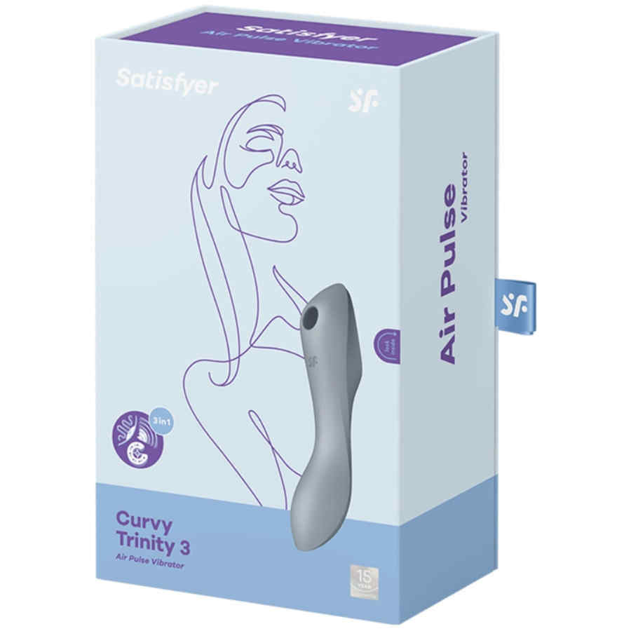 Náhled produktu Multifunkční vibrátor se vzduchovými impulsy Satisfyer Curvy Trinity 3, šedá